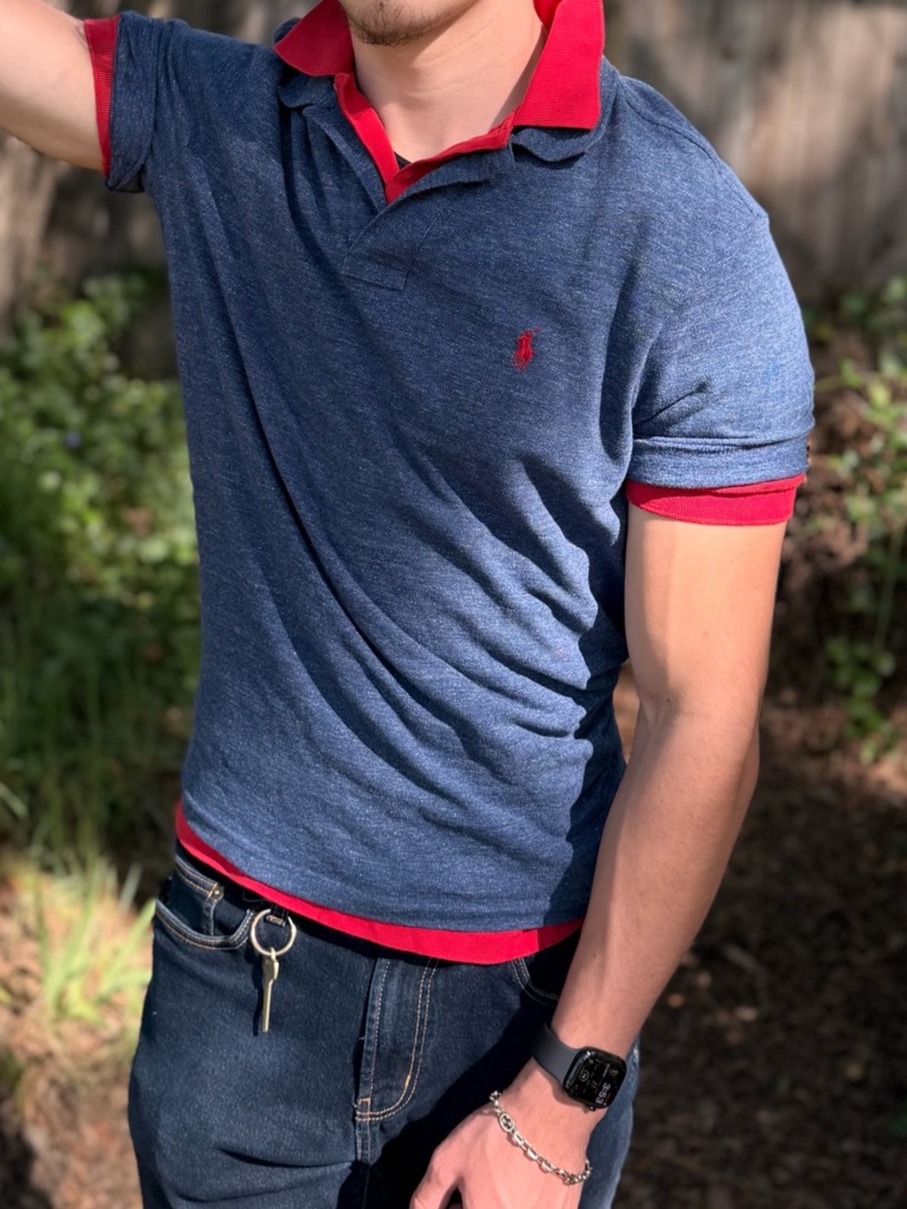 Ralph Lauren Navy Heather Polo SHIRT RED PONY LOGO EMBROIDERED MEN TENNIS RUGBY - Picture 9 of 16
